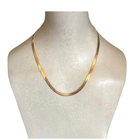Jennifer Zeuner NIP 14K Hamilton Herringbone Yellow Gold Plated Necklace - Picture 1 of 13